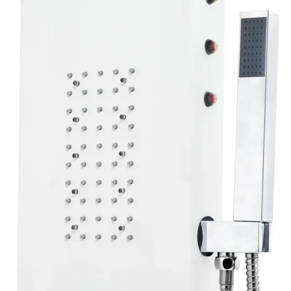 LED-valgustusega termostaatne dušipaneel, alumiinium, valge, 20 x 44 x 130 cm – 8