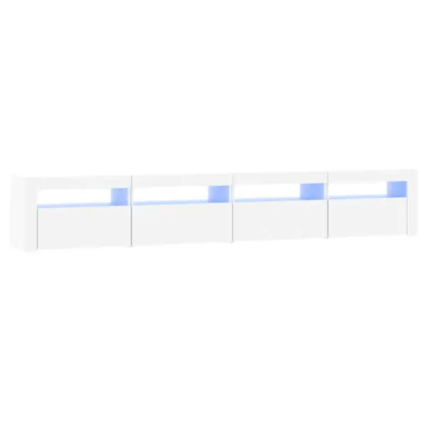 LED-valgustusega telerialuse komplekt, valge tehispuit, 240 x 35 x 40 cm – 2
