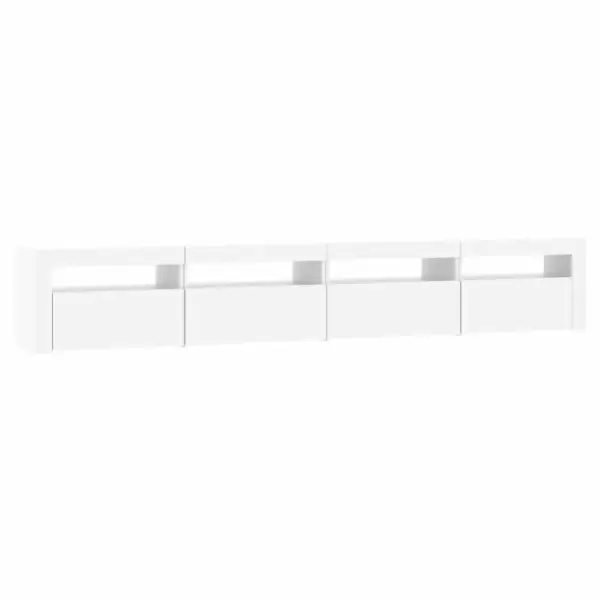 LED-valgustusega telerialuse komplekt, valge tehispuit, 240 x 35 x 40 cm – 7
