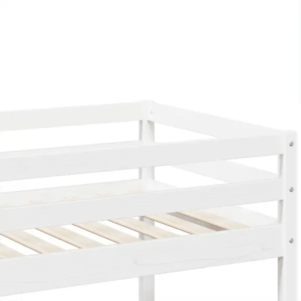 Valge täismännipuidust lastetoa narivoodi turvapiirde ja redeliga, 90 x 200 cm – 8