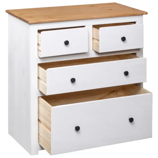 Valge männipuidust puhvetkapp 4 sahtliga, 80 x 40 x 83 cm, Panama sari – 5