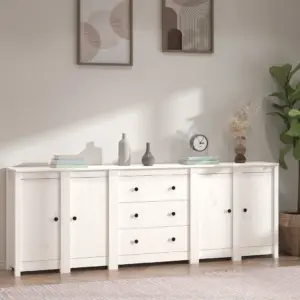 Valge männipuidust puhvetkappide komplekt, 230 x 35 x 80 cm