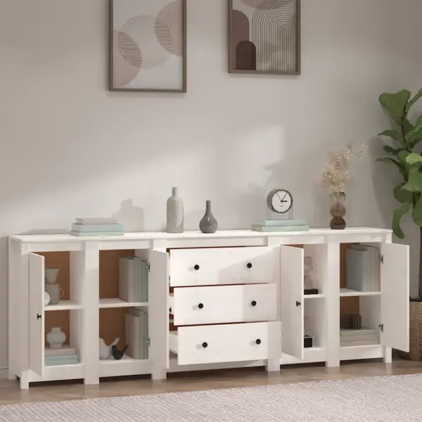 Valge männipuidust puhvetkappide komplekt, 230 x 35 x 80 cm - 3
