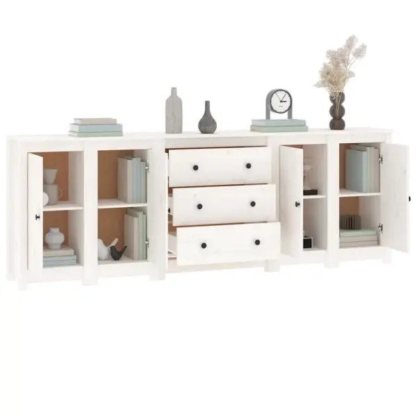 Valge männipuidust puhvetkappide komplekt, 230 x 35 x 80 cm - 4