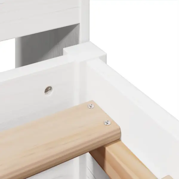 Valge täismännipuidust voodiraam hoiusektsioonide ja 2 sahtliga, liistudega põhi, ilma madratsita, sobiv madrats 135 x 190 cm, 218,5 x 141 x 110 cm – 9