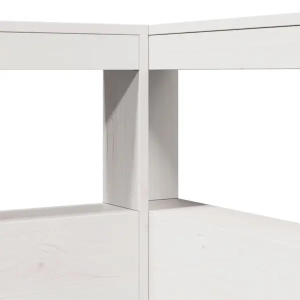 Riiuliga voodiraam raamaturiiuliga voodipeatsiga, valge männipuit, 120 x 200 cm - 12