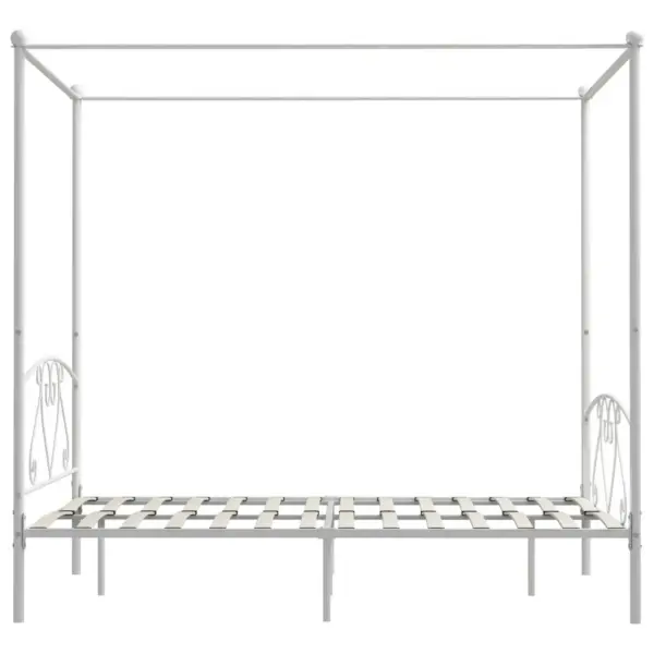 Valge metallist baldahhiiniga voodiraam, kaheinimesevoodi, 160 x 200 cm - 4