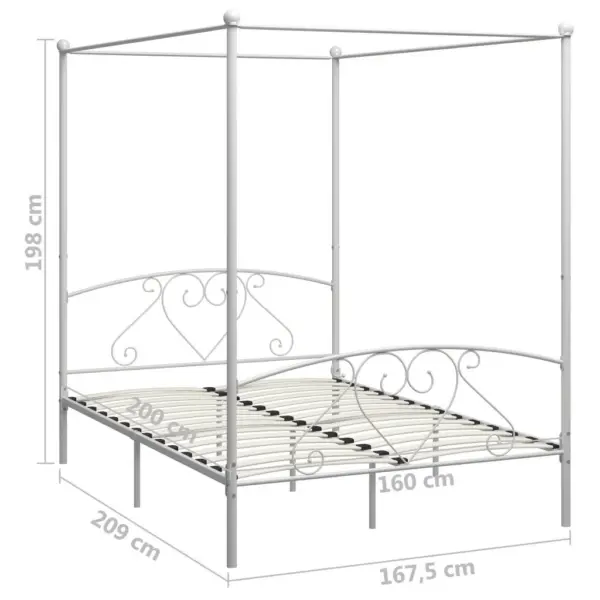 Valge metallist baldahhiiniga voodiraam, kaheinimesevoodi, 160 x 200 cm - 5