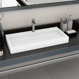 Valge mineraalvalamist valamu kraaniavaga, 100 x 46 x 11 cm