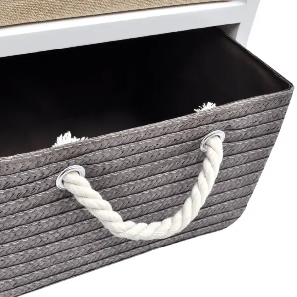 Valge öökapp 2 sahtliga, paulowniapuidust ja MDFist, 35 x 27 x 48 cm – 4