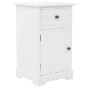 Valge öökapp ühe sahtli ja kapiga, MDF ja männipuit, 35 x 32 x 59 cm