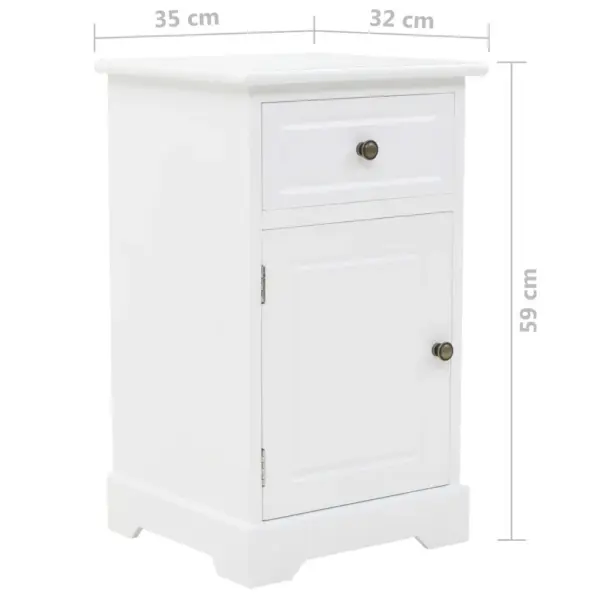 Valge öökapp ühe sahtli ja kapiga, MDF ja männipuit, 35 x 32 x 59 cm – 8