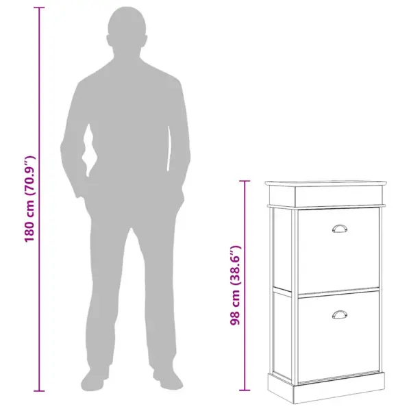 Valge Paulownia puidust kingakapp 2 kallutatava sahtli ja avaneva ülaosaga, 50 x 28 x 98 cm – 11