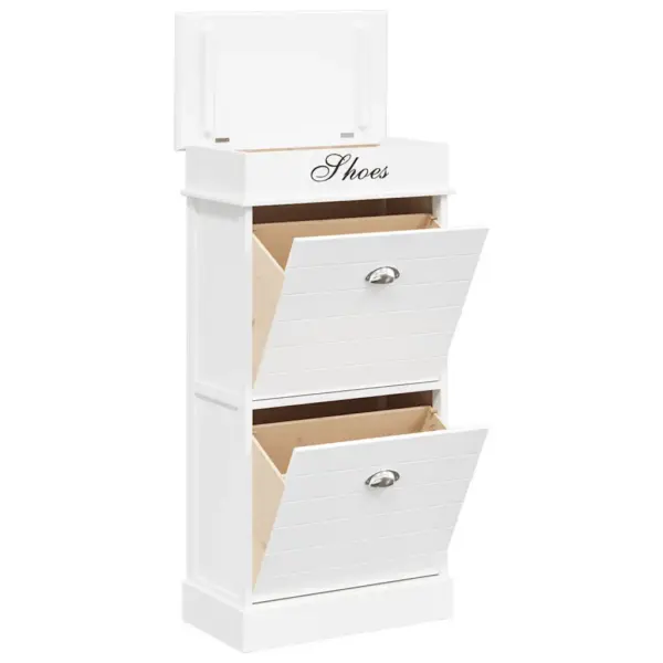 Valge Paulownia puidust kingakapp 2 kallutatava sahtli ja avaneva ülaosaga, 50 x 28 x 98 cm – 3