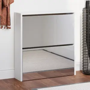 Valge peegliga seinapealne kingakapp, 2 allatõmmatavat sahtlit, 63 x 17 x 67 cm