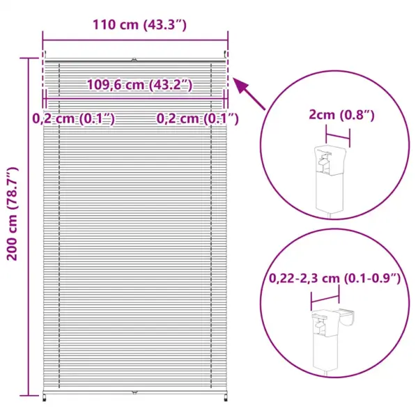 Plisseekardin aknale, valge kreppkangas, 110 x 200 cm, klambritega paigaldus – 10