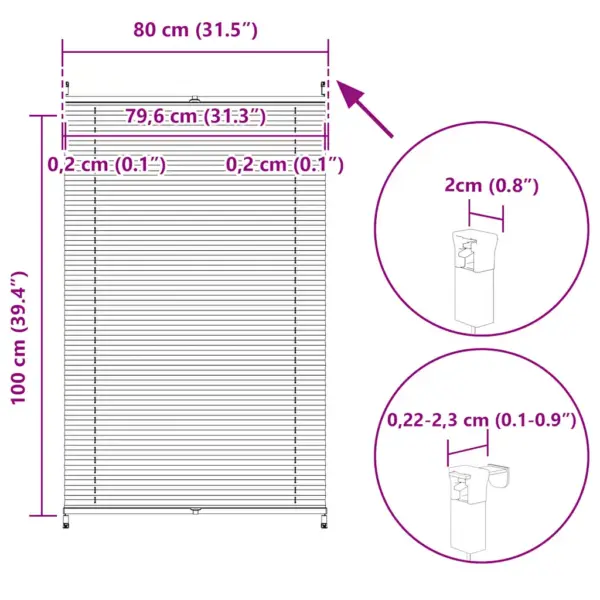 Plisseekardin klambritega, valge, 80 x 100 cm – 10