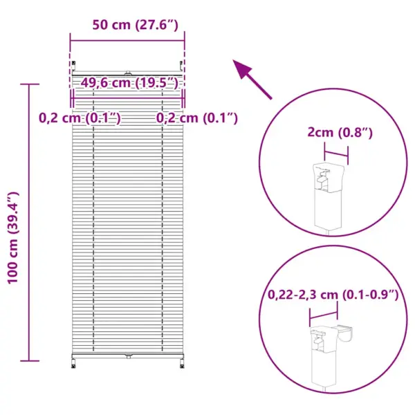 Valge plisseekardin klambrikinnitusega, 50 x 100 cm – 10