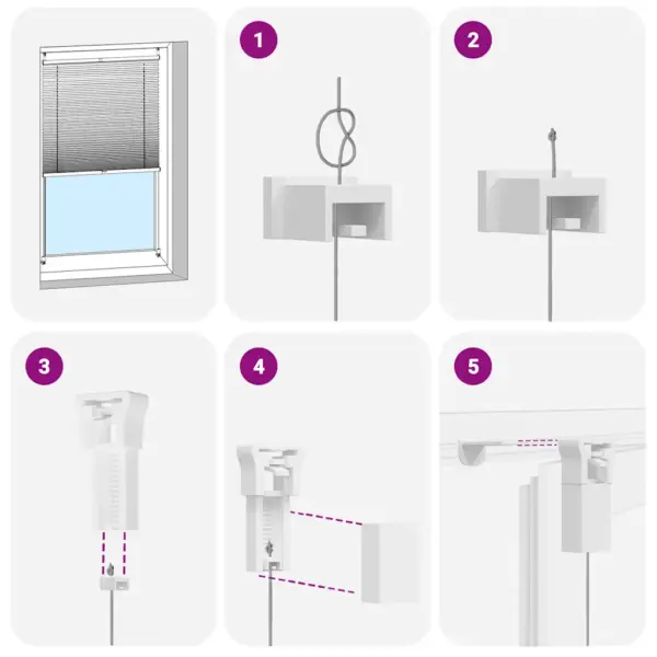 Valge plisseekardin klambrikinnitusega, 70 x 150 cm, 100% polüester, alumiiniumliistudega – 5