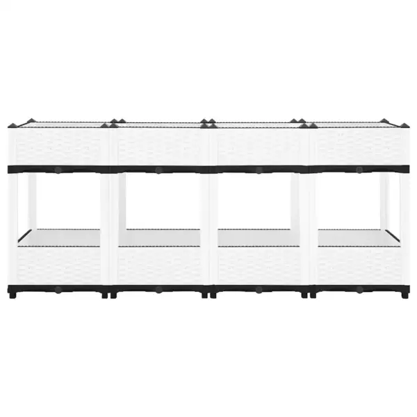 Valge polüpropüleenist taimelava rotangimustriga, 160 x 40 x 71 cm – 3