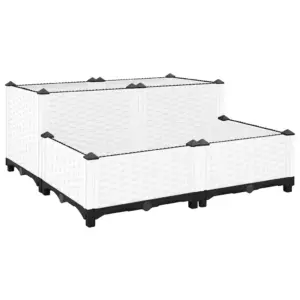 Rotangimustriga taimelava, valge polüpropüleen, 80 x 80 x 38 cm