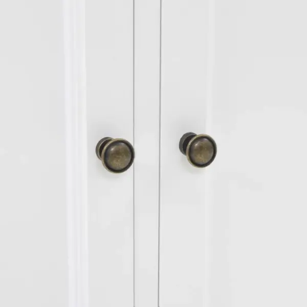 Valge puhvetkapp vitriini, 4 ukse ja 2 sahtliga, MDF ja männipuit, 80 x 40 x 180 cm – 7