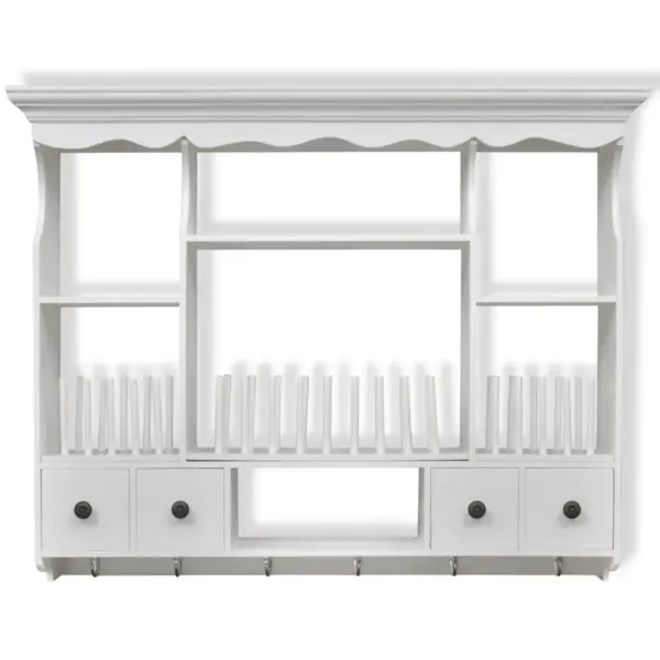 Valge puidust köögi seinakapp sahtlite ja konksudega, 90,5 x 22,5 x 70,3 cm – 3