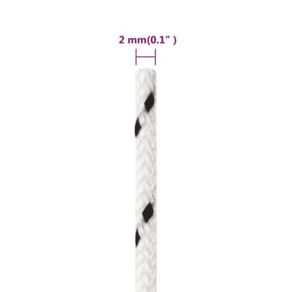 Valge punutud polüesterpaadiköis, 2 mm x 50 m – 5