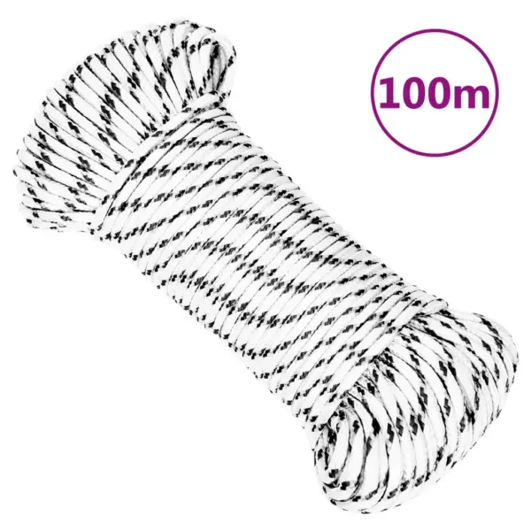 Punutud polüester paadiköis, valge, 5 mm x 100 m – 6