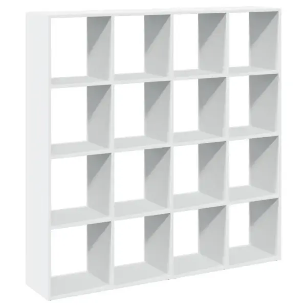 Valge raamaturiiul 16 avatud riiuliga, tehispuit, 137,5 x 29 x 137,5 cm – 2