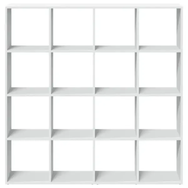 Valge raamaturiiul 16 avatud riiuliga, tehispuit, 137,5 x 29 x 137,5 cm – 5