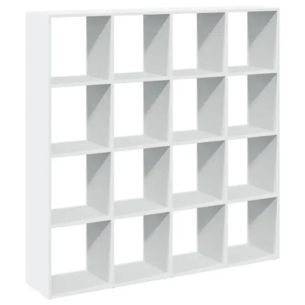 Valge raamaturiiul 16 avatud riiuliga, tehispuit, 137,5 x 29 x 137,5 cm – 7