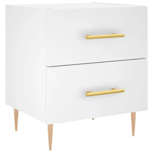 Valge sahtlitega öökapp metalljalgadel, tehispuit ja raud, 40 x 35 x 47,5 cm – 2