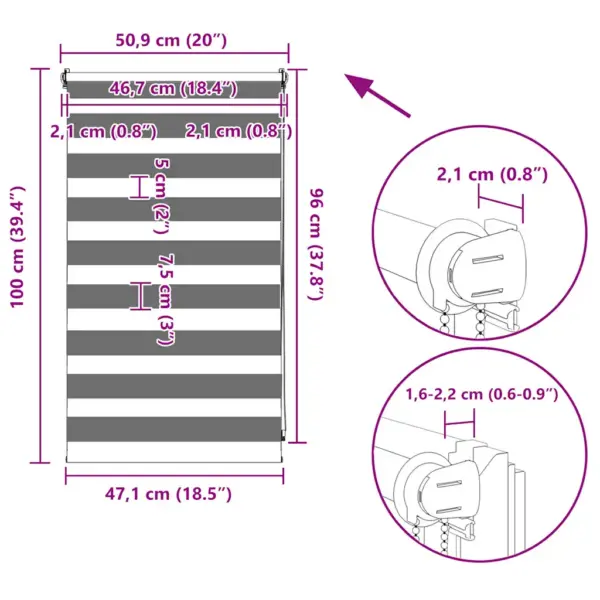 Valge sebraruloo aknale, 50 x 100 cm, 100% polüester – 13
