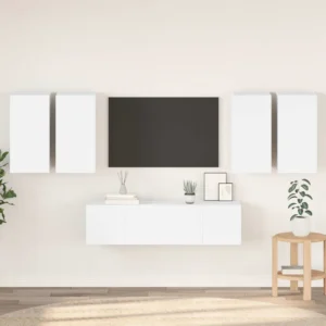 Seinale kinnitatav 6-osaline telerikappide komplekt, valge tehispuit