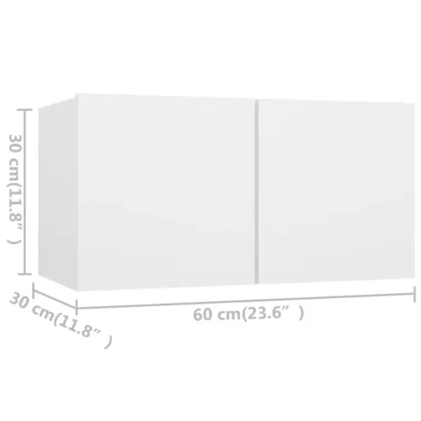Seinale paigaldatav telerikappide komplekt, 7-osaline, valge tehispuit, 60 x 30 x 30 cm ja 30,5 x 30 x 60 cm – 12