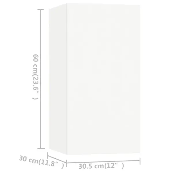 Seinale paigaldatav telerikappide komplekt, 7-osaline, valge tehispuit, 60 x 30 x 30 cm ja 30,5 x 30 x 60 cm – 13