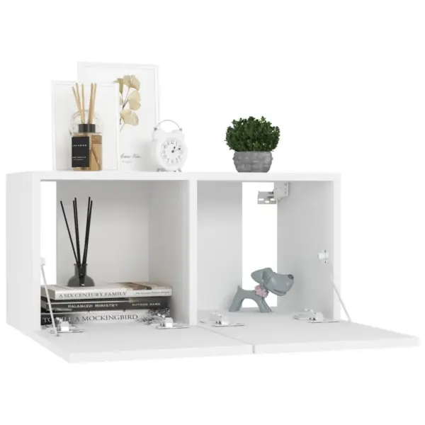 Seinale paigaldatav telerikappide komplekt, 7-osaline, valge tehispuit, 60 x 30 x 30 cm ja 30,5 x 30 x 60 cm – 4