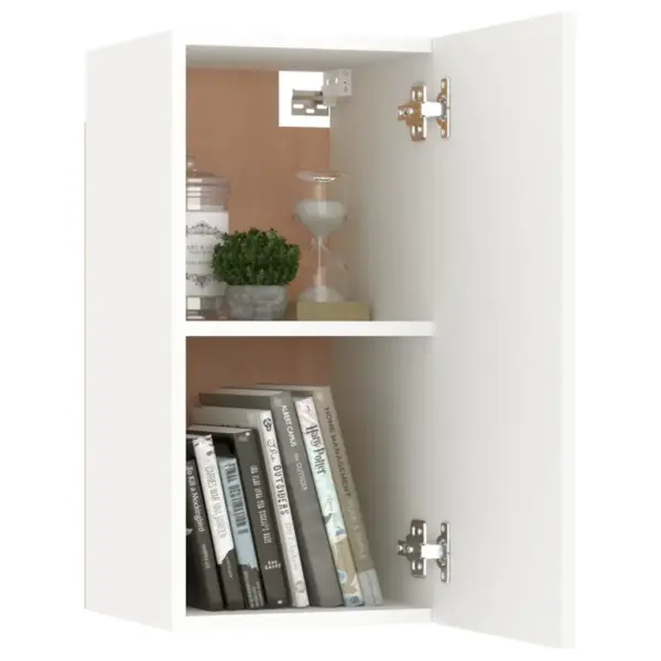 Seinale paigaldatav telerikappide komplekt, 7-osaline, valge tehispuit, 60 x 30 x 30 cm ja 30,5 x 30 x 60 cm – 5