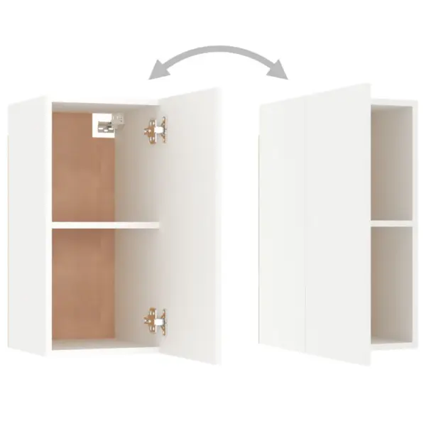 Seinale paigaldatav telerikappide komplekt, 7-osaline, valge tehispuit, 60 x 30 x 30 cm ja 30,5 x 30 x 60 cm – 10
