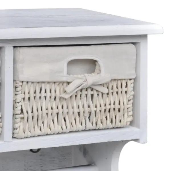 Seinariiul 2 korvi ja 4 konksuga, valge paulowniapuit, 60 x 23,5 x 33 cm – 3