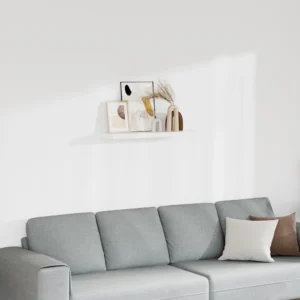 Valge seinariiul nähtamatu kinnitusega, MDF, 80 x 23,5 x 3,8 cm