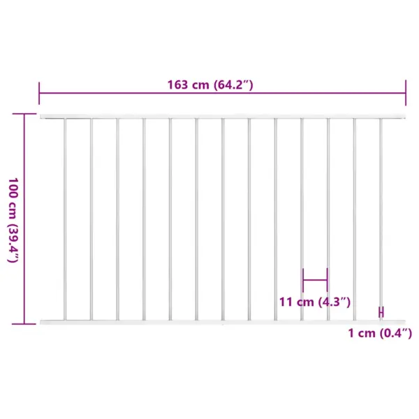 Ilmastikukindel valge aiapaneel pulbervärvitud terasest, 163 x 100 cm – 4