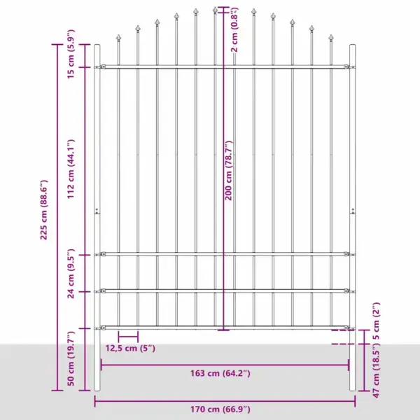 Valge pulbervärvitud terasest aiapaneelid, 2 tk, 170 x 225 cm – 8