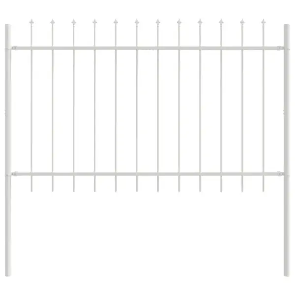 Valge aiapiirde paneelide komplekt, pulbervärvitud teras, 7 tk, kõrgus 130 cm, kogupikkus 11,9 m – 5