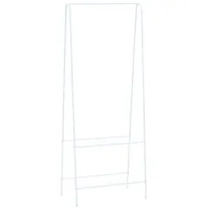 Valge terasest riidenagi kahe riiuliga, 59 x 35 x 150 cm