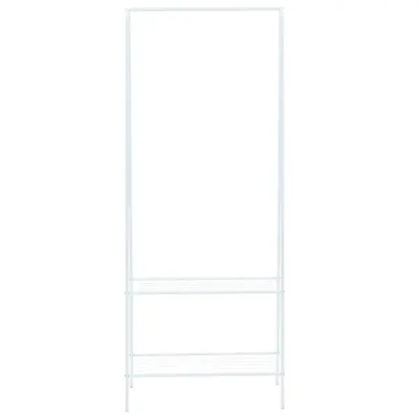 Valge terasest riidenagi kahe riiuliga, 59 x 35 x 150 cm – 2