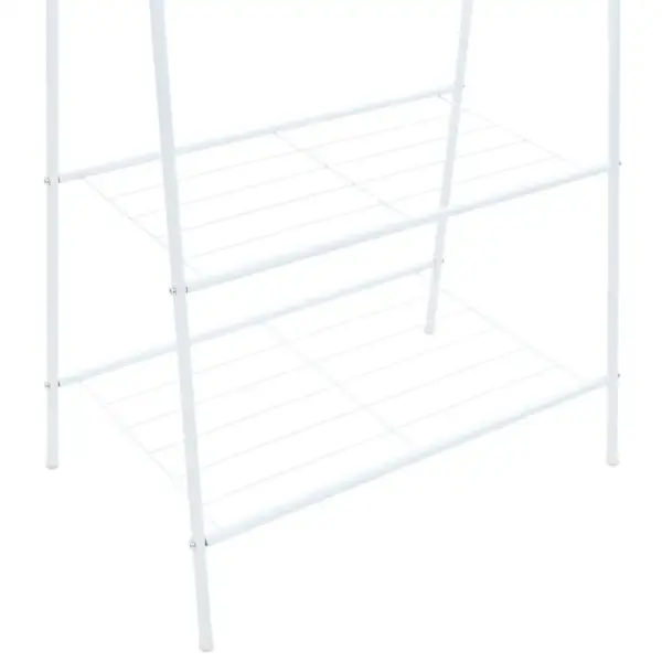 Valge terasest riidenagi kahe riiuliga, 59 x 35 x 150 cm – 4