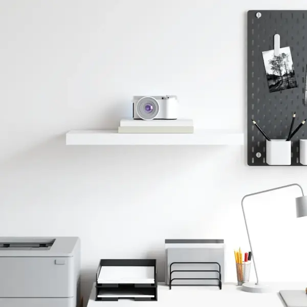 Valge ujuv seinariiul nähtamatu kinnitussüsteemiga, 60 x 23,5 cm MDF – 3