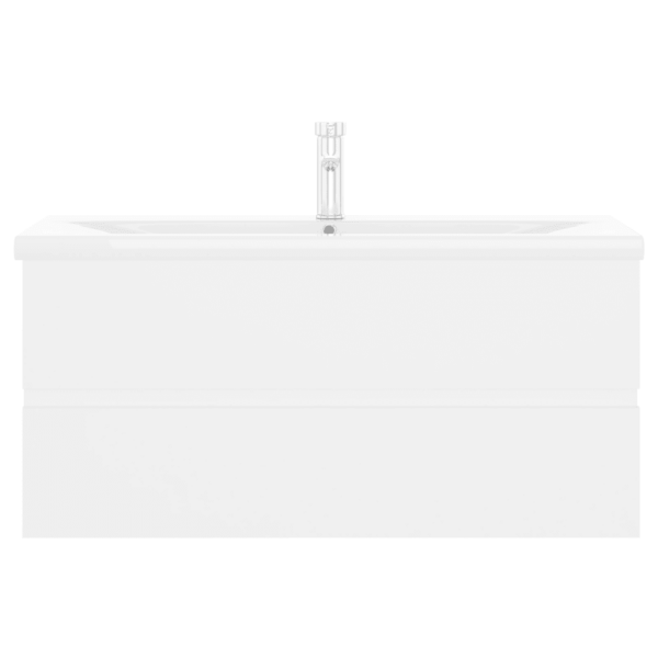 Valamukapp sisseehitatud keraamilise valamuga, kraaniga, valge tehispuit, 100 x 38,5 x 45 cm – 4